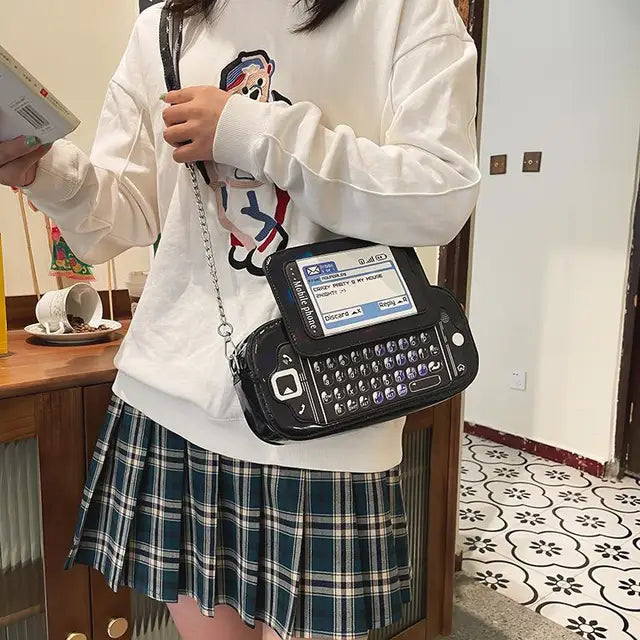 Playful Mobile Phone Shape Chain Crossbody Bag