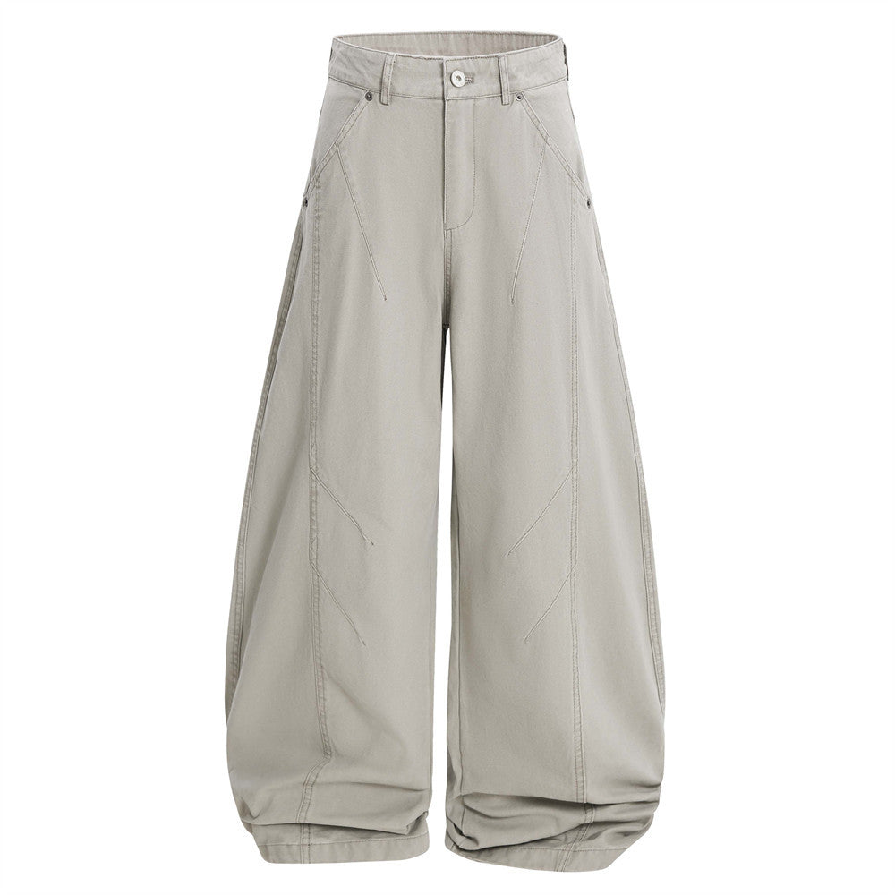 Men's Retro Wide-Leg Pleated Casual Pants