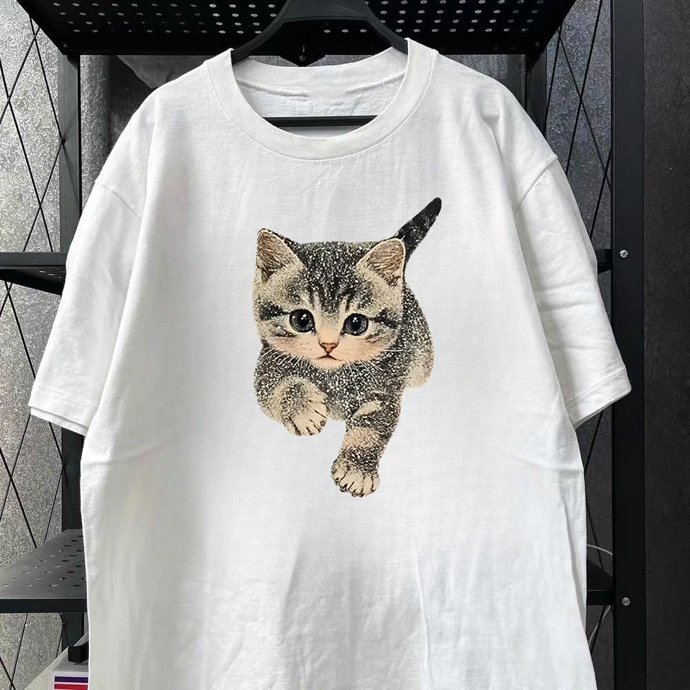 Cute Style Cotton Women's Short Sleeve Fashion  Style Top American  New Arrival