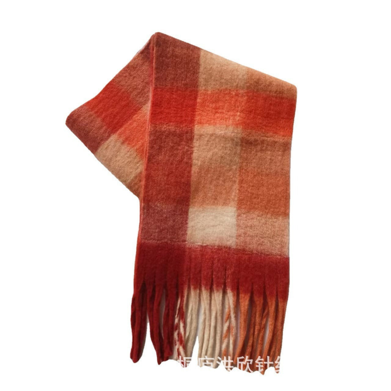 Rainbow Plaid Tassel Scarf for Autumn & Winter