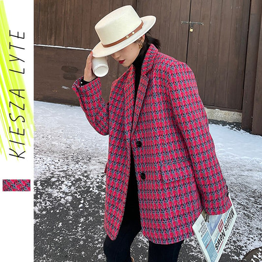 Chic Tweed Blazer for Women - Elegant Winter Outerwear