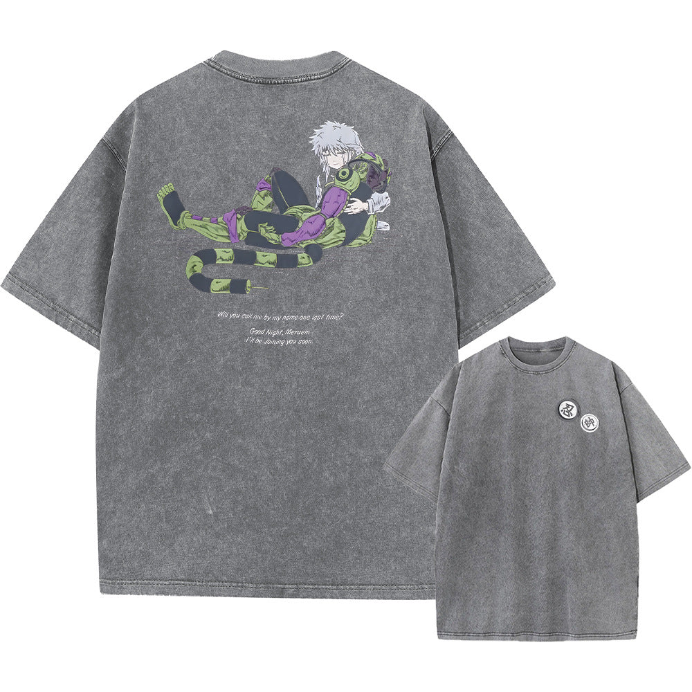 Printed Retro Washed Cotton T-Shirt Clothing