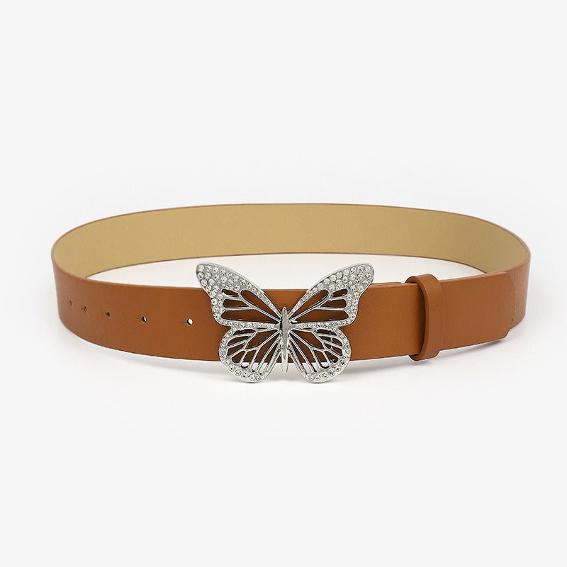 Harajuku Butterfly Water Diamond Buckle Belt