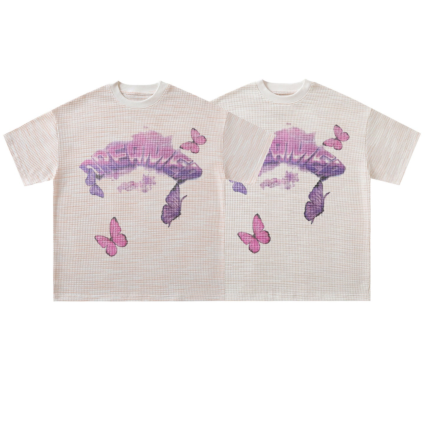 Harajuku Butterfly Print Knit Short Sleeve T-Shirt