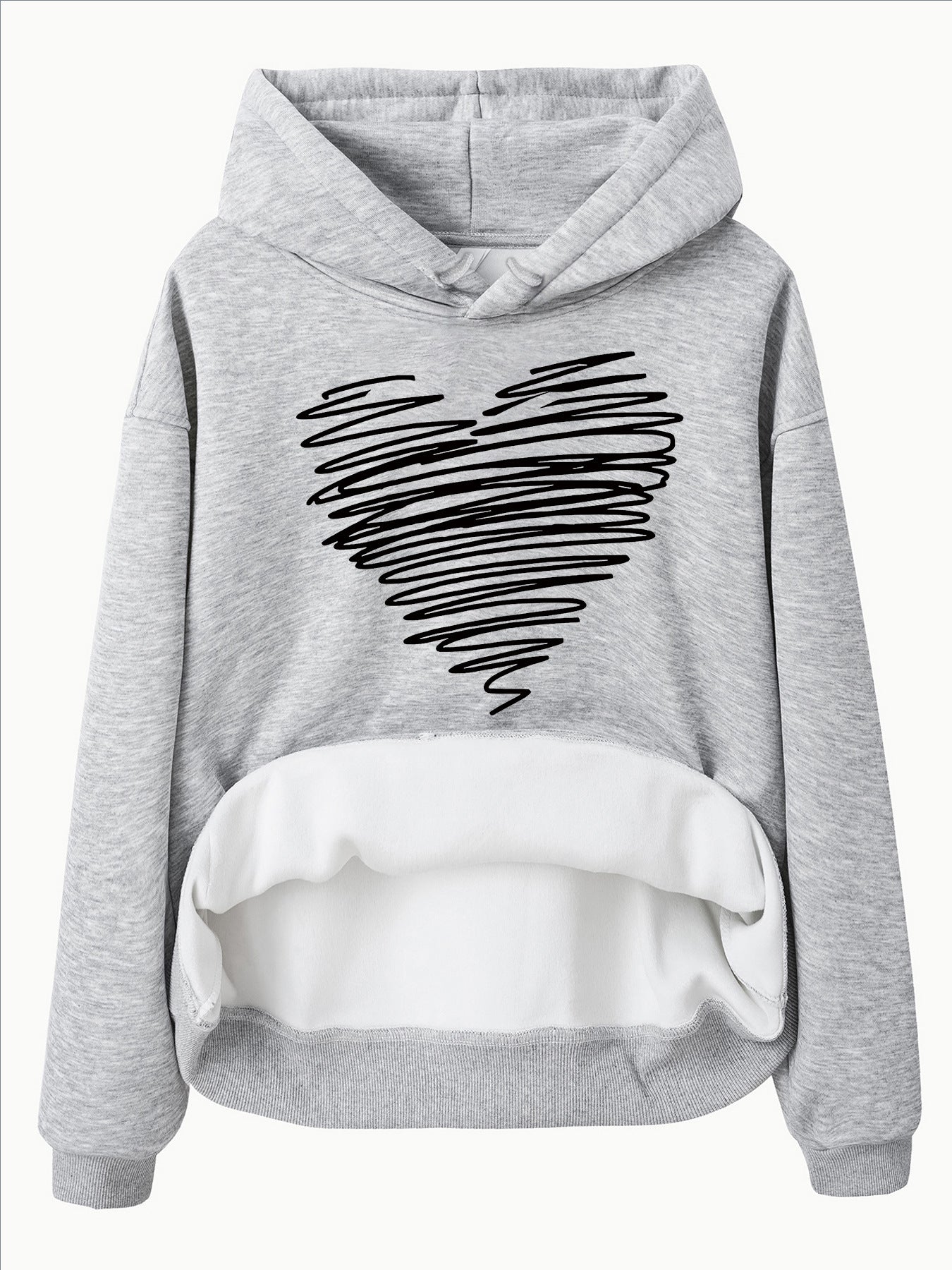 Hoodie with Heart-Shaped Pattern