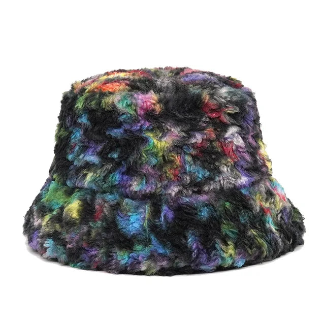 Harajuku Style Zebra Print Faux Fur Panama Bucket Hat