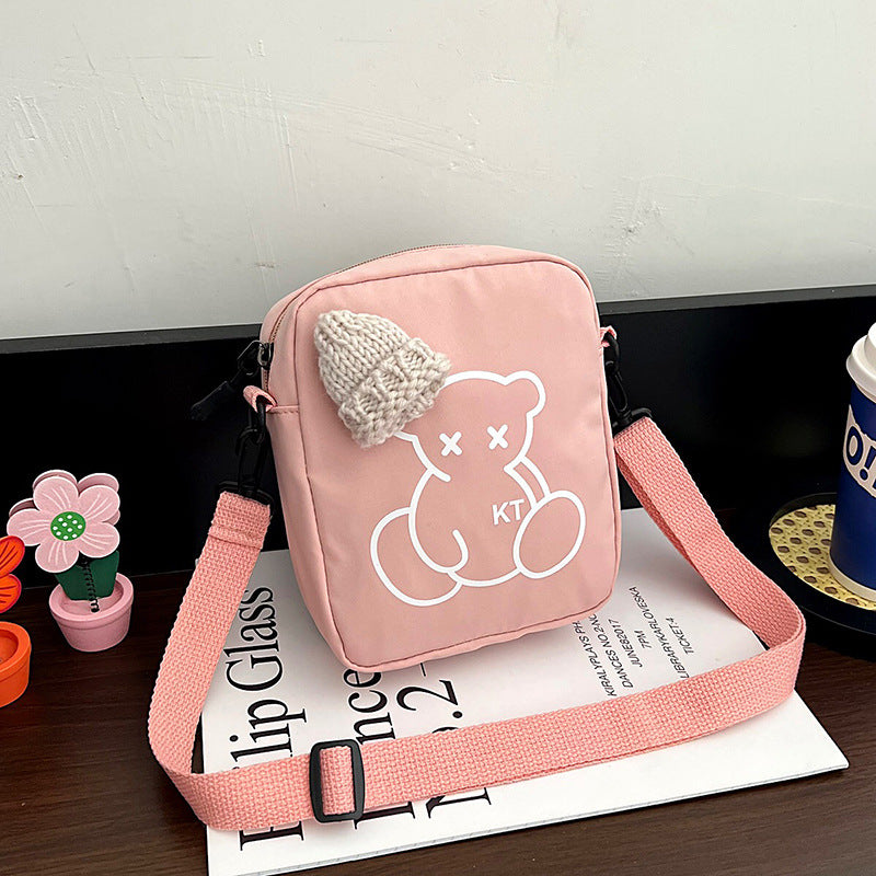 Playful Nylon Small Bear Bag for Women