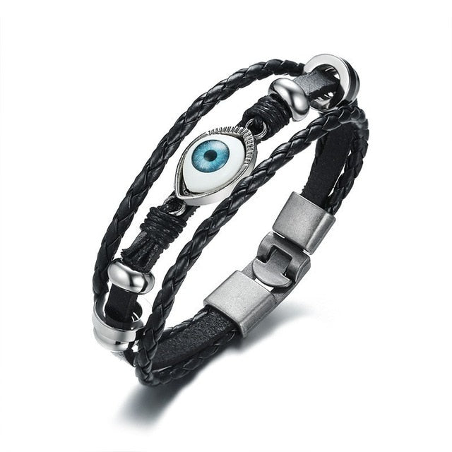 Harajuku Style Black Leather Infinity Men Bracelet