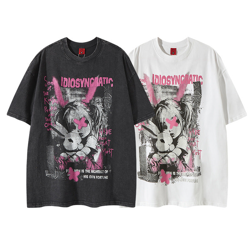 Retro Cartoon Rabbit T-Shirt for Couples