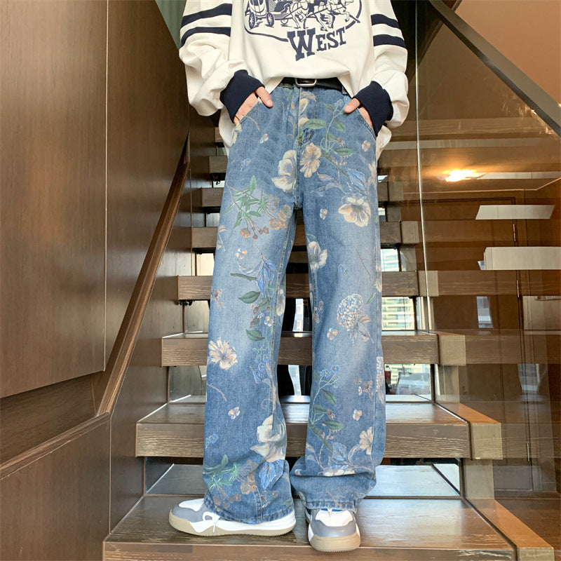 Harajuku Street Fashion Printed Jeans for Men