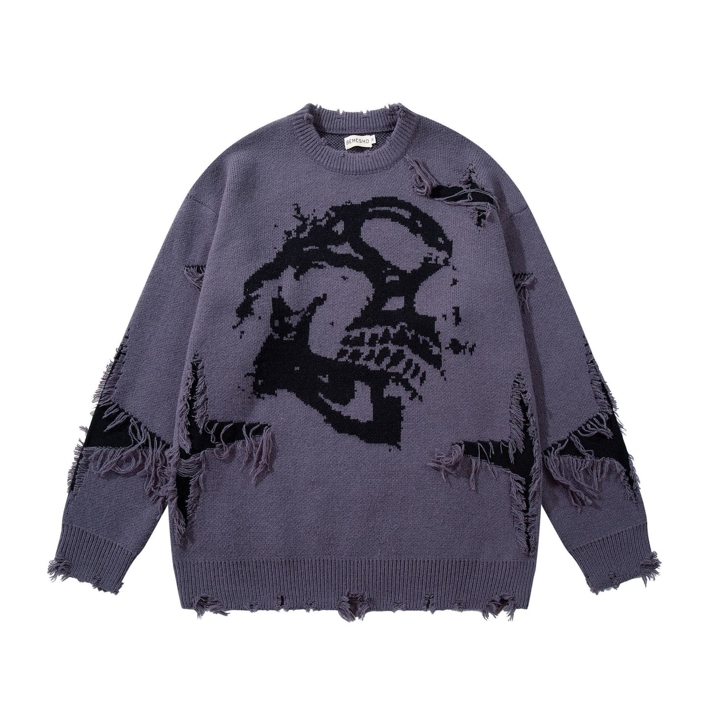 Fuzzy Gothic Skull Sweater