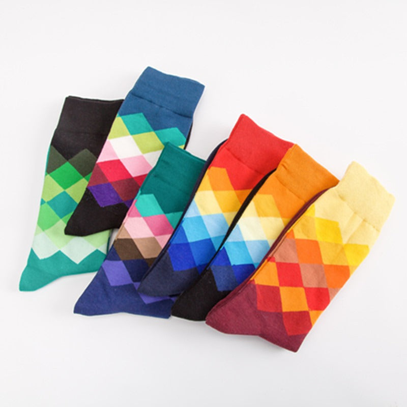 Colorful Diamond Harajuku Style Men's Tube Socks