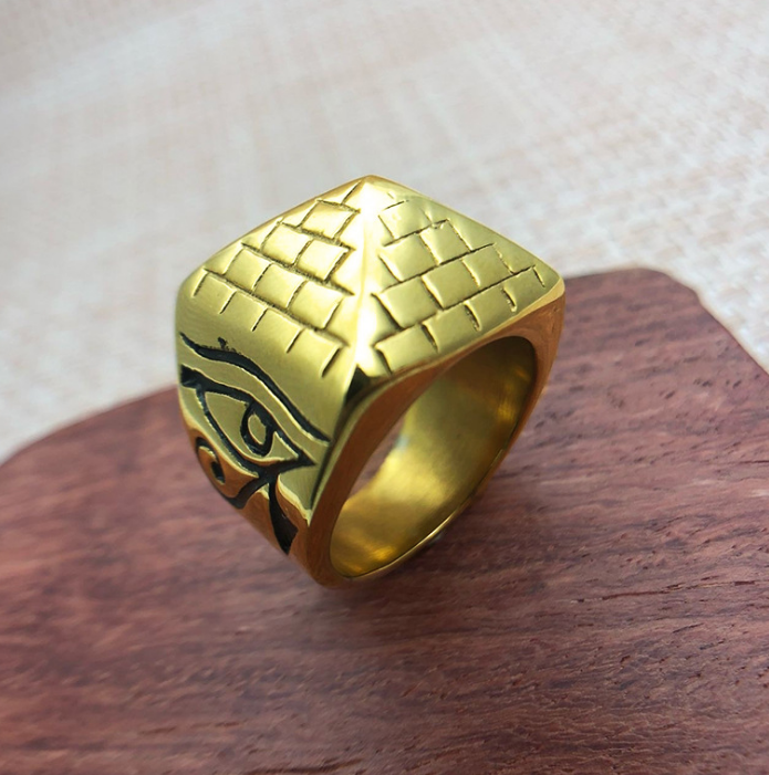 Men's Punk Egyptian Pyramid Ring - Eye of Horus Jewelry