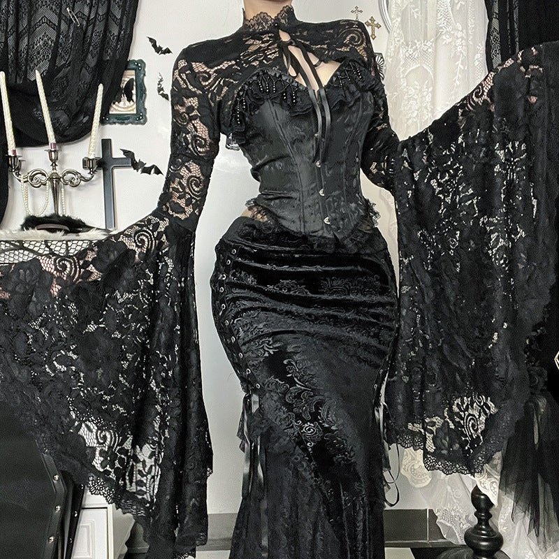Versatile Dark Lace Sexy Street Cape