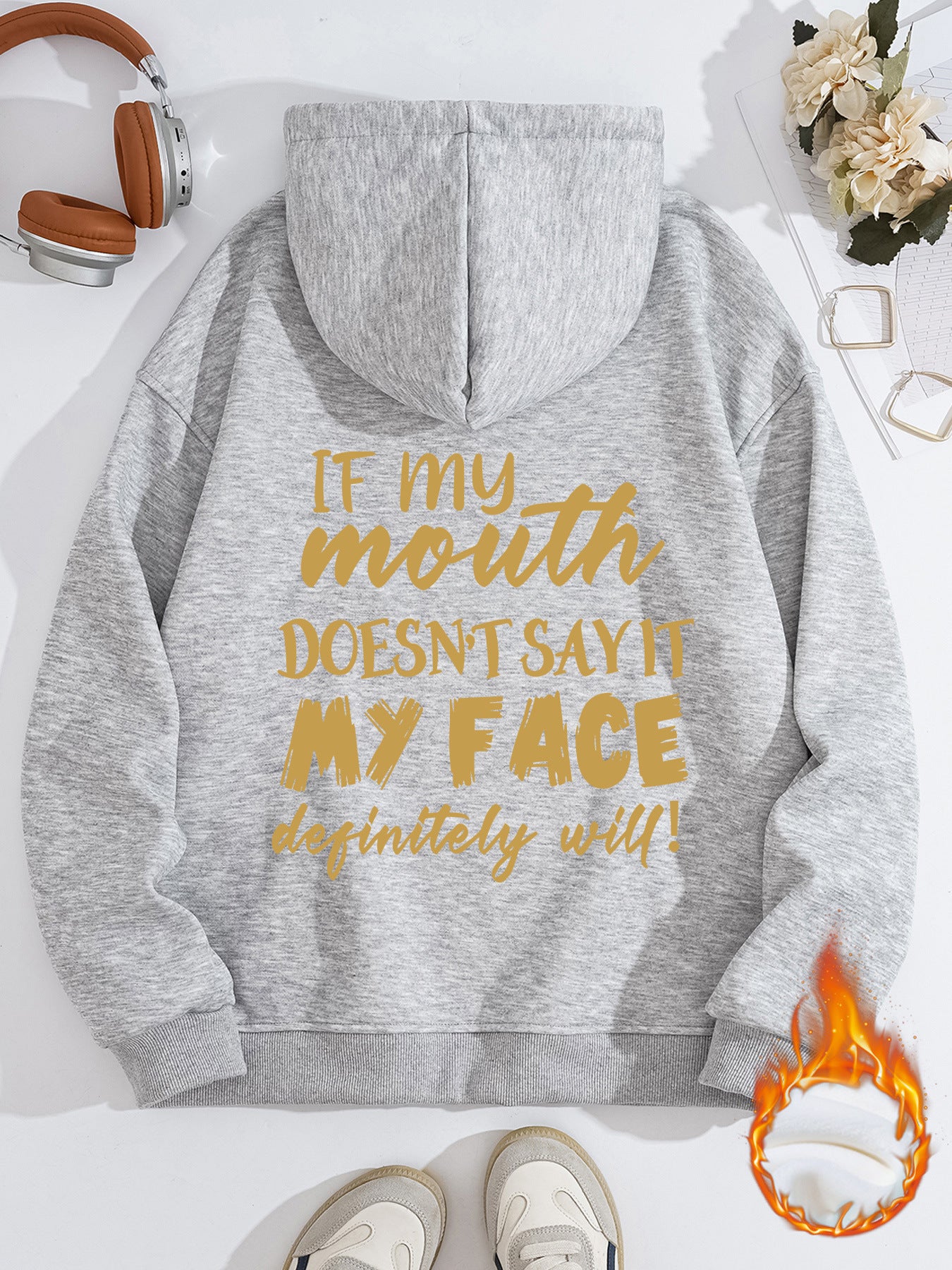 Mouth My Face Printed Hoodie