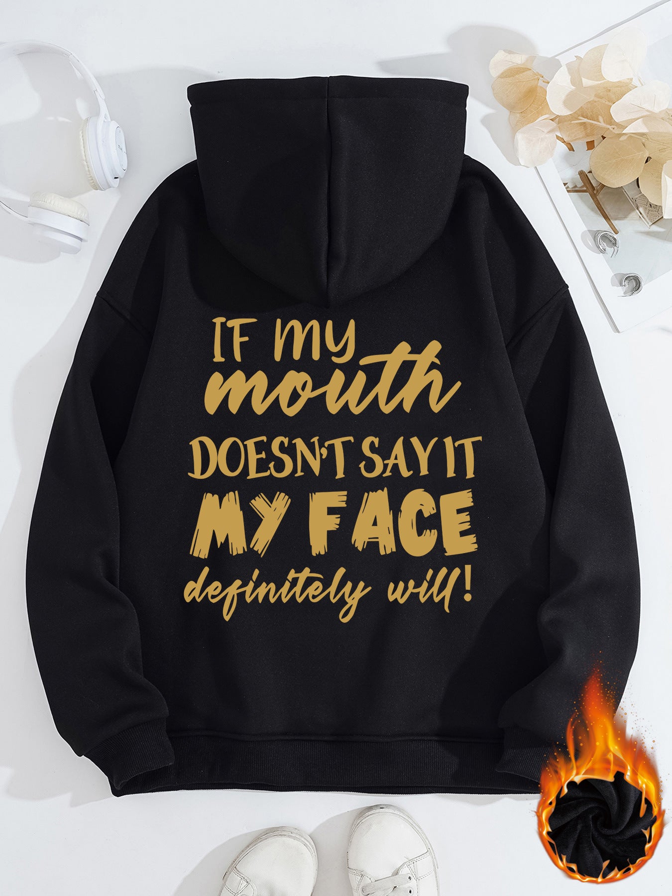 Mouth My Face Printed Hoodie