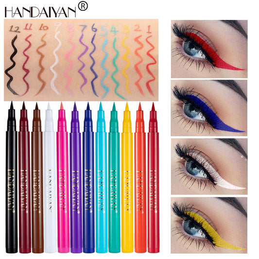 12 Color Matte Eyeliner Set - Quick-Drying & Smudge-Proof