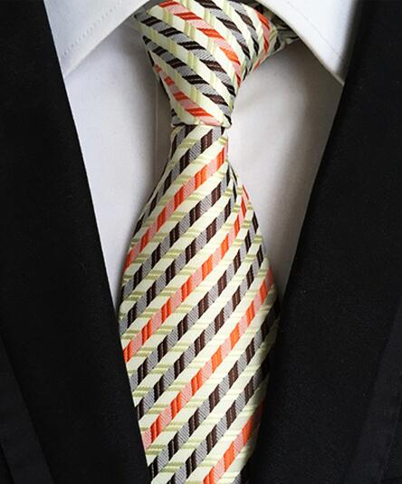 Classic Yellow & Navy Blue Striped Silk Tie