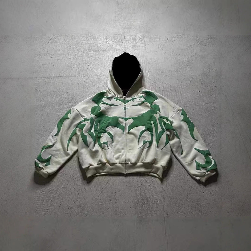 Gothic Printed Zipper Hoodie