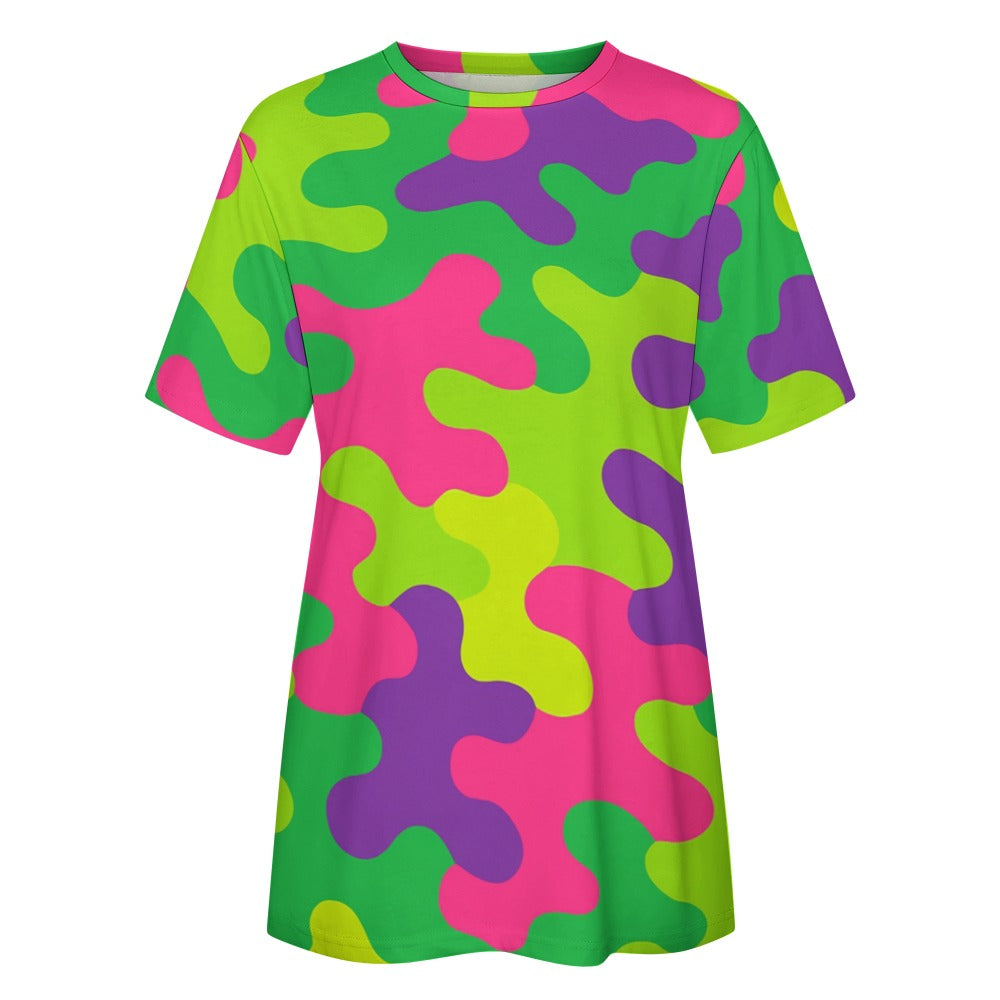 Harajuku Rainbow Camo Women's Cotton T-Shirt