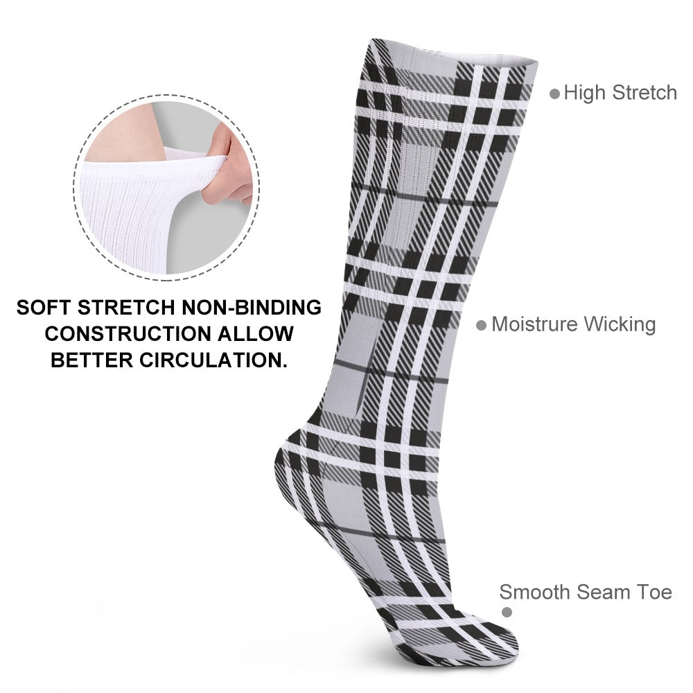 Black and White Plaid Breathable Socks