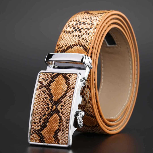 Playful Cowhide Leather Automatic Buckle Belt