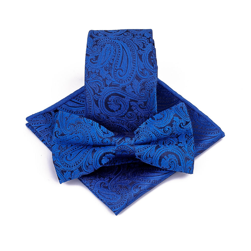 Polyester Tie Men's Jacquard Cashew Flower Floral Bow Tie Set