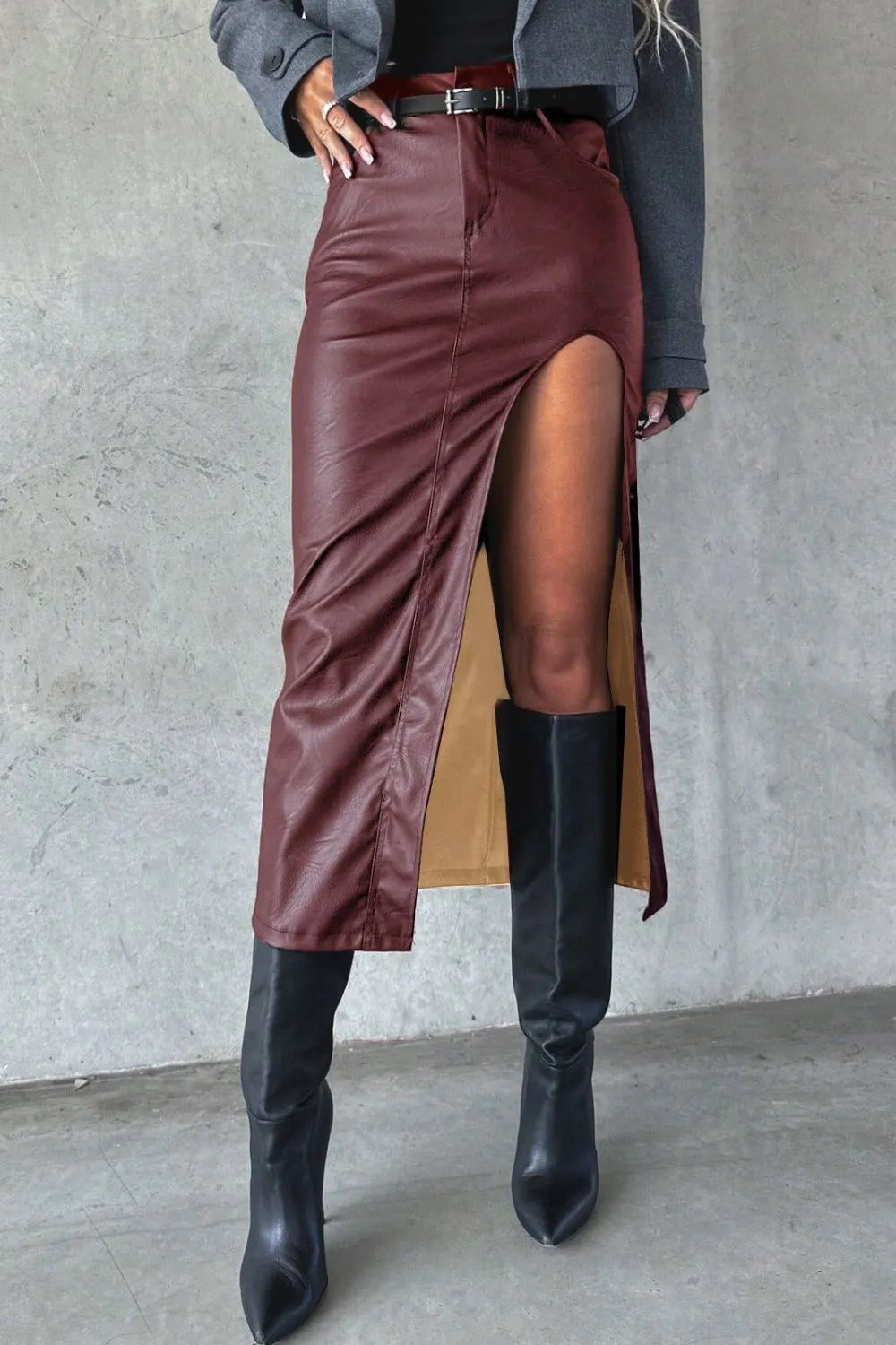 Playful Slit Midi Skirt with Pockets