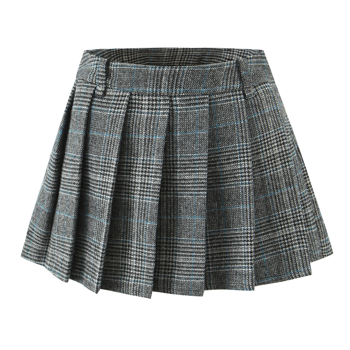 Casual Lined Plaid Pleated Skirt