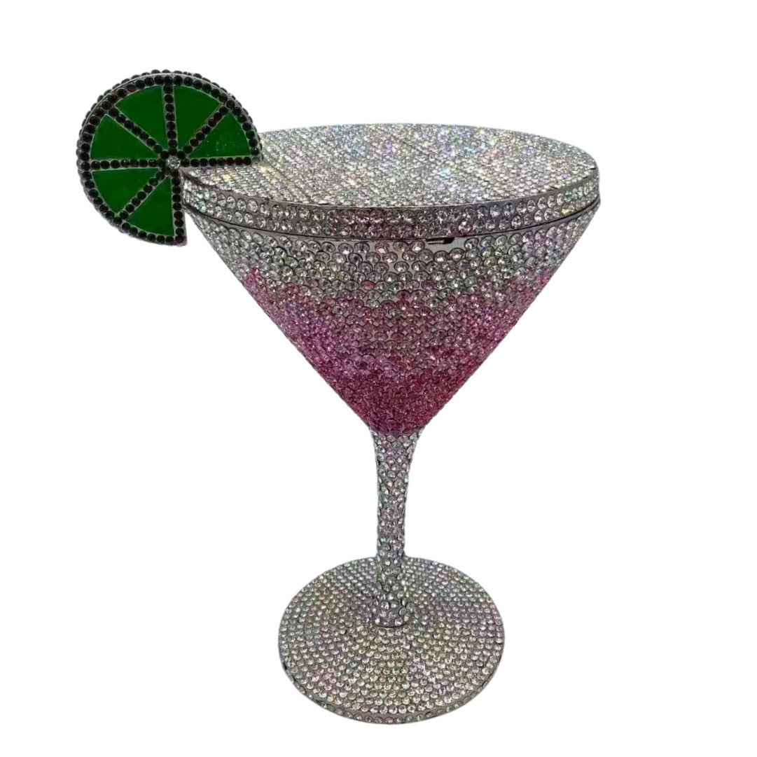 Diamond Studded Cocktail Tall Cup Handheld Bag