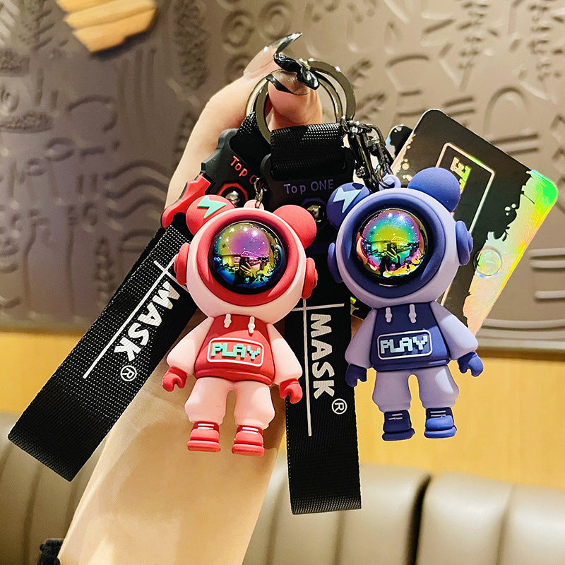 Net Red Couple Lightning Bear Keychain - Exquisite Cute Pendant for Schoolbags and Car Keys