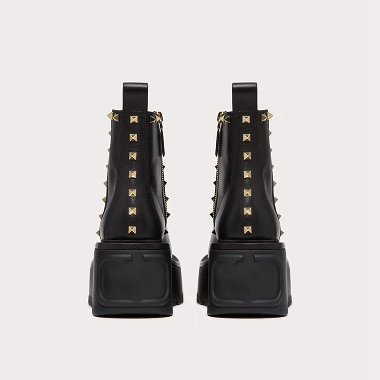 Thick Sole Platform Rivet Chelsea Ankle Boots for Women