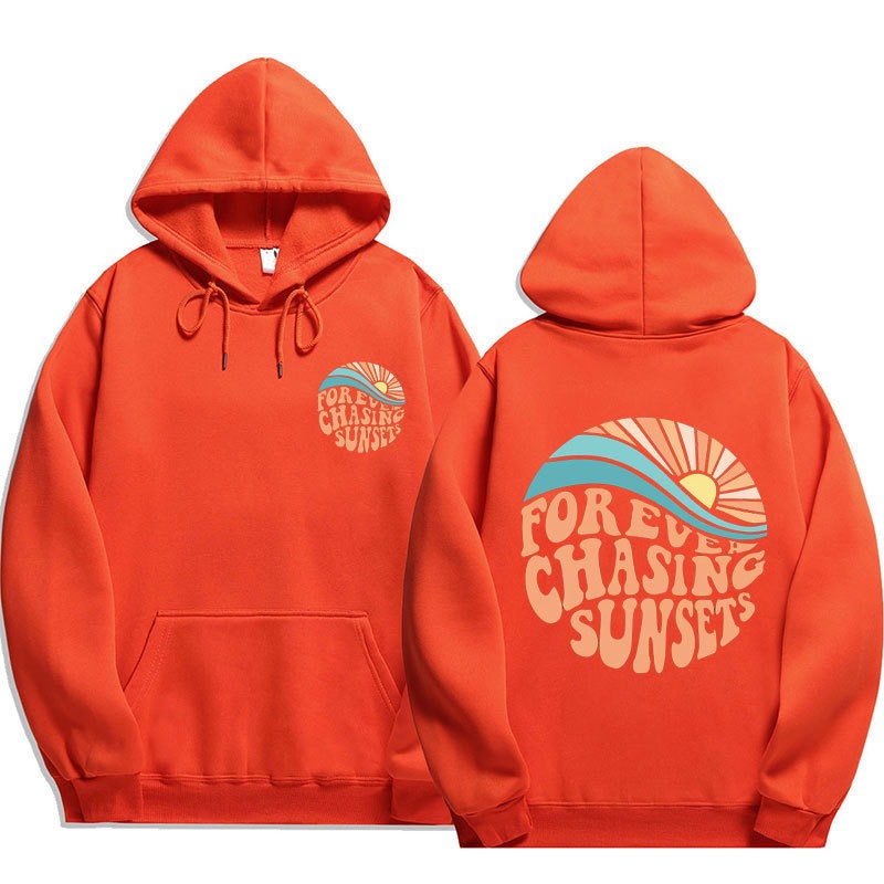 Chasing Sunsets Harajuku Style Cuff Thread Hoodie