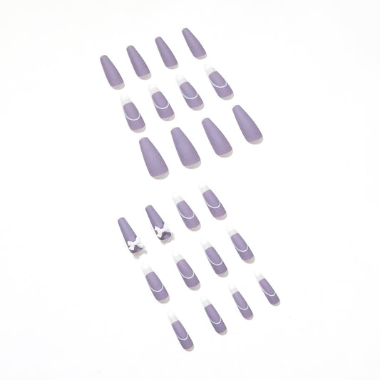 Harajuku Purple Bow Rattan Nail Patch Set