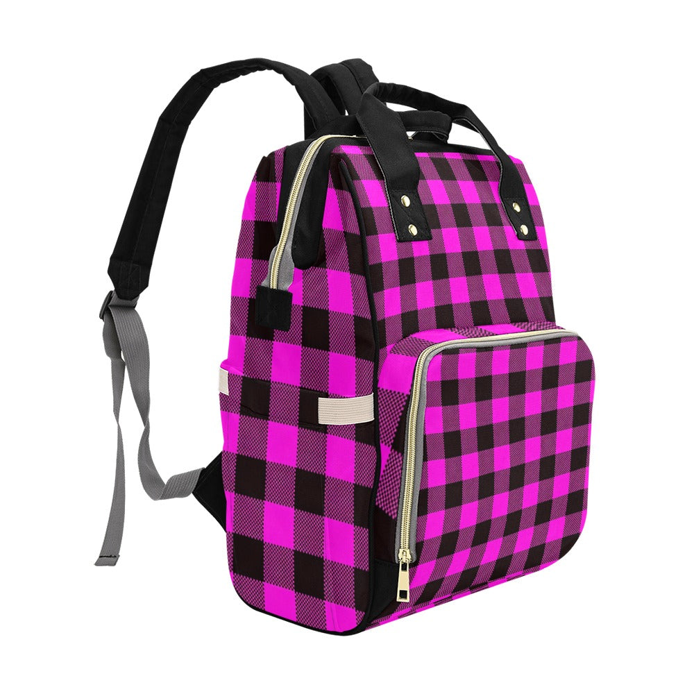 Pink and Black Plaid Harajuku Backpack
