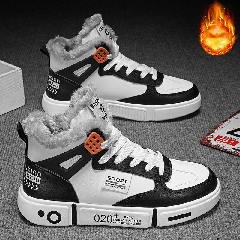 Warm Men's Shoes Waterproof Non-Slip Plush Sneakers for Men