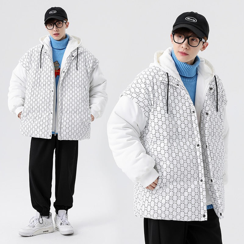 Harajuku Style Hooded Men's Thickened Winter Jacket