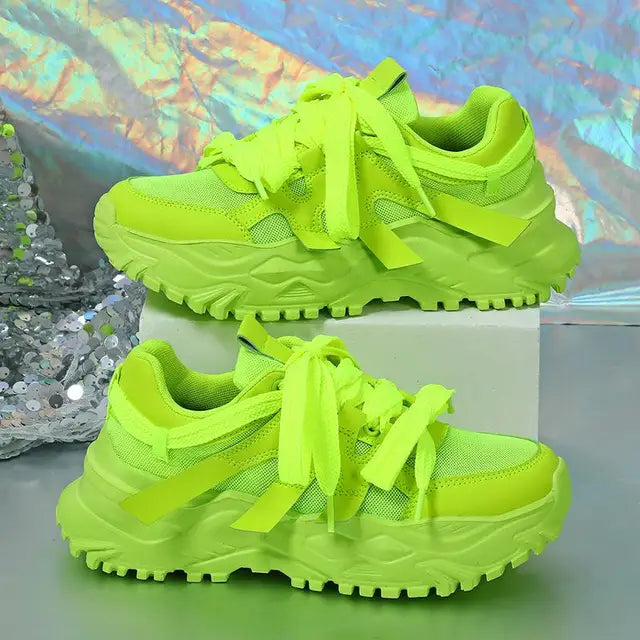 Spring Green Breathable Casual Sneakers for Harajuku Style