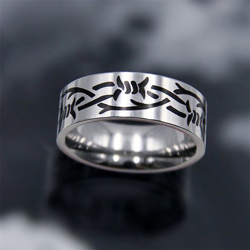 Retro Punk Titanium Steel Moon Thorns Ring
