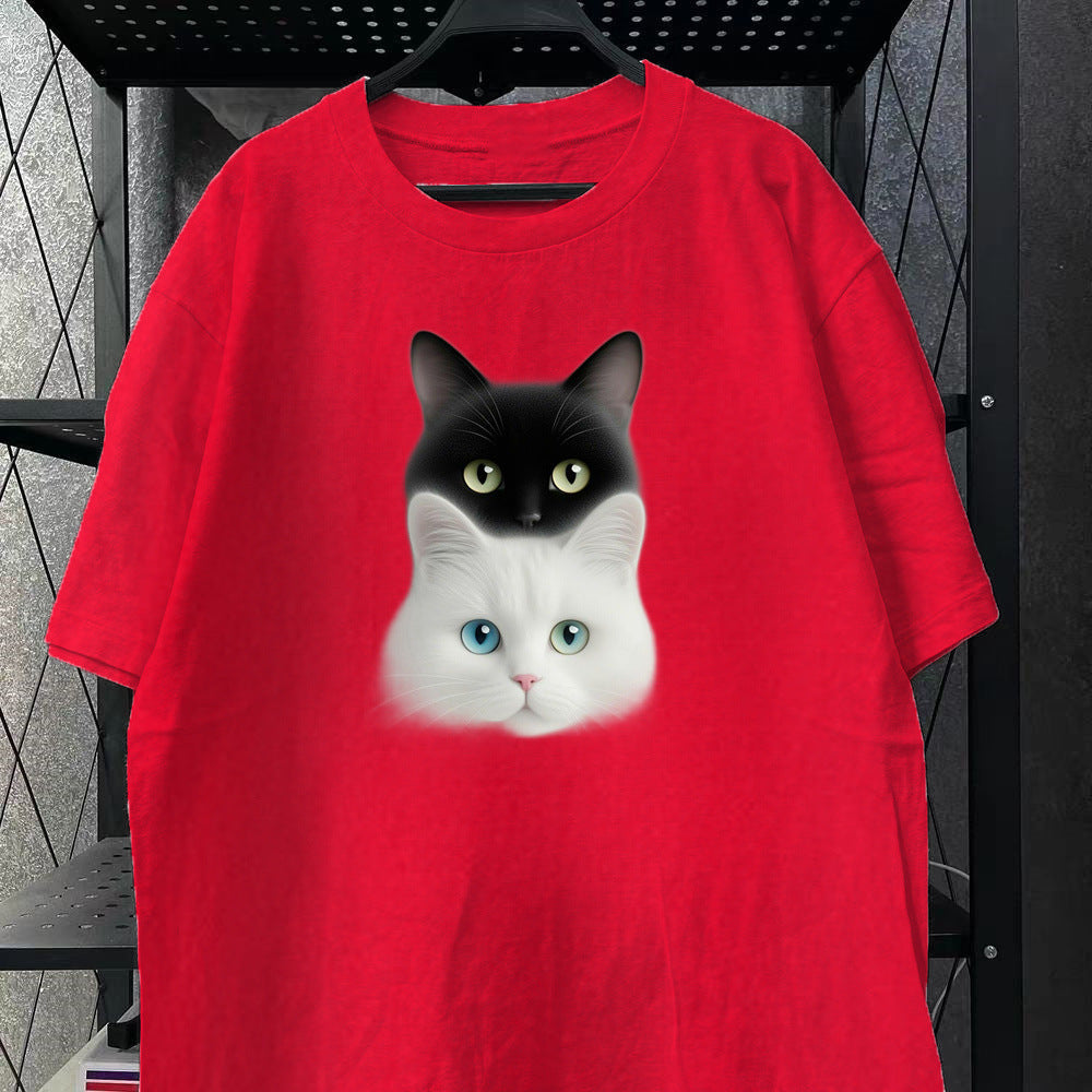 Cute Style Cotton Women's Short Sleeve Fashion  Style Top American  New Arrival
