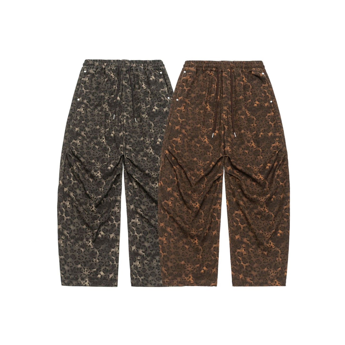 Casual Leopard Print Camouflage Curved Leg Pants for Men