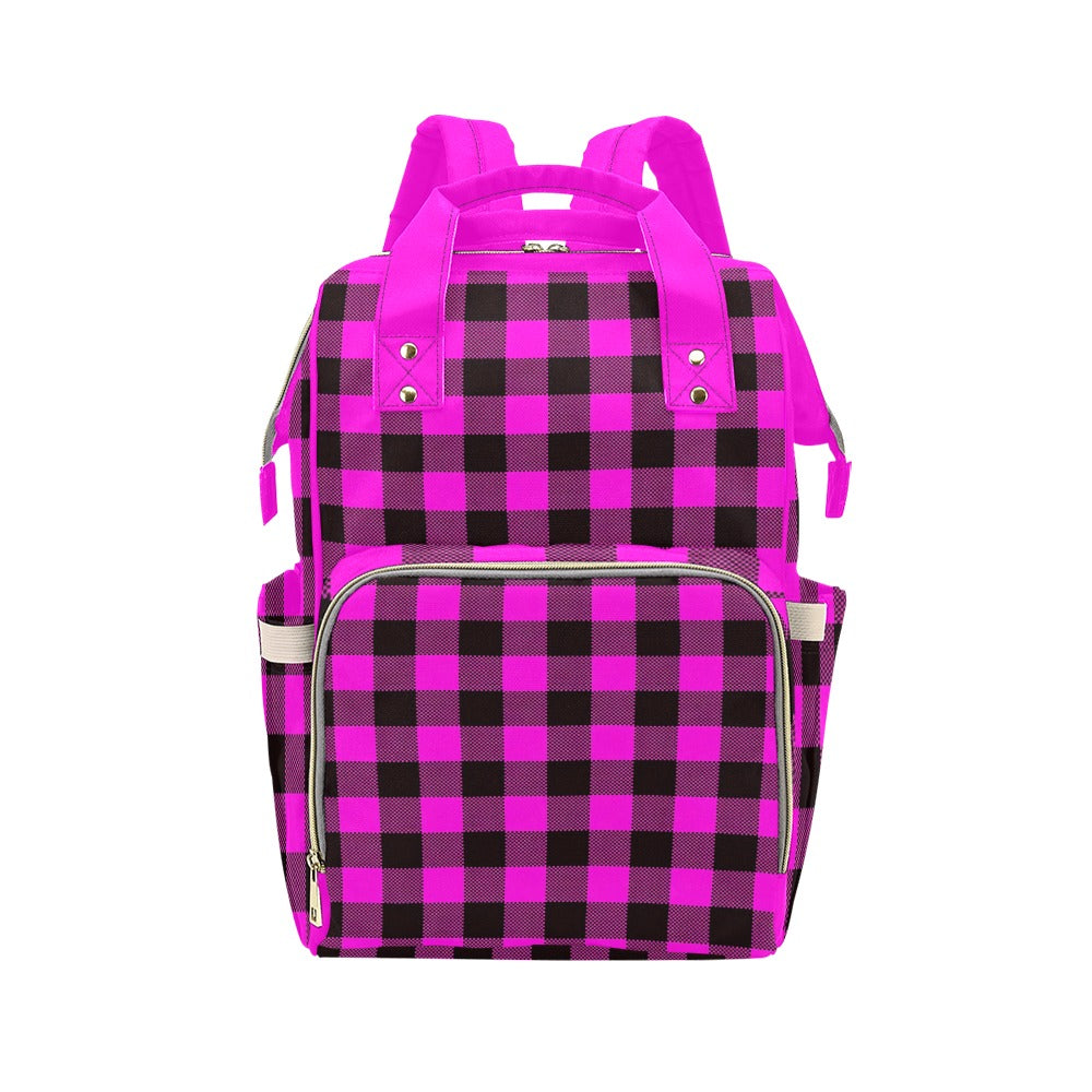 Pink and Black Plaid Harajuku Backpack