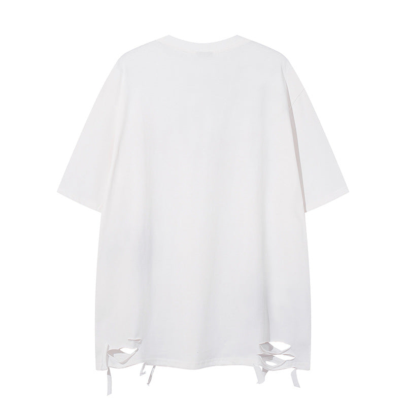 Slashed Design Patchwork Short Sleeve T-Shirt for Men and Women