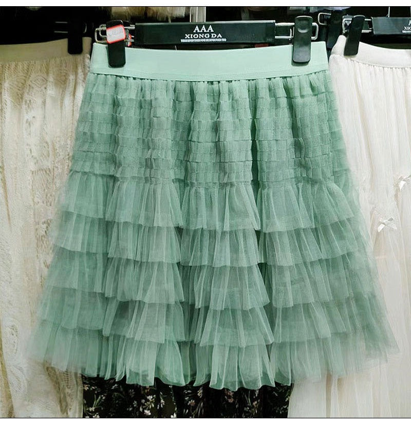 Layered Mesh Skirt for Women - A-Line Fluffy Mini Skirt