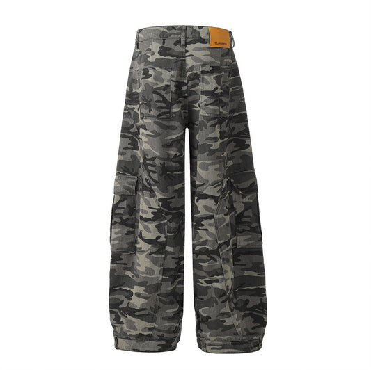 Harajuku Style Camouflage Tapered Denim Pants