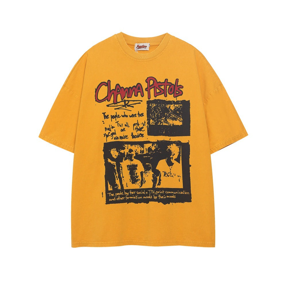 Dark Silhouette Print Cotton Short Sleeve Tee - Harajuku Style
