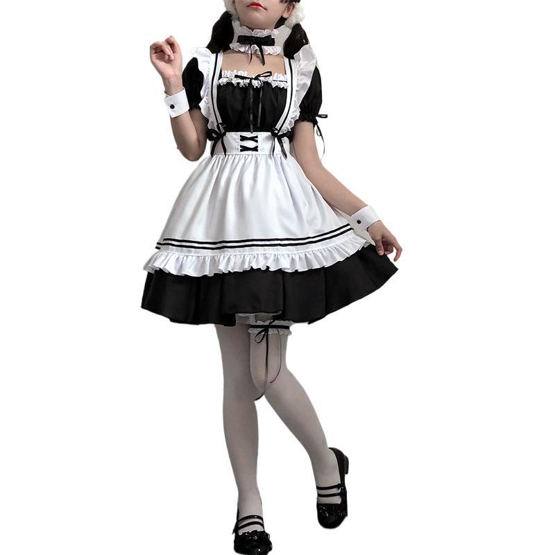 Japanese Black and White Maid Outfit Women's Clothing, Cute Lolita Dress, Daily Wear, Plus Size Cosplay
