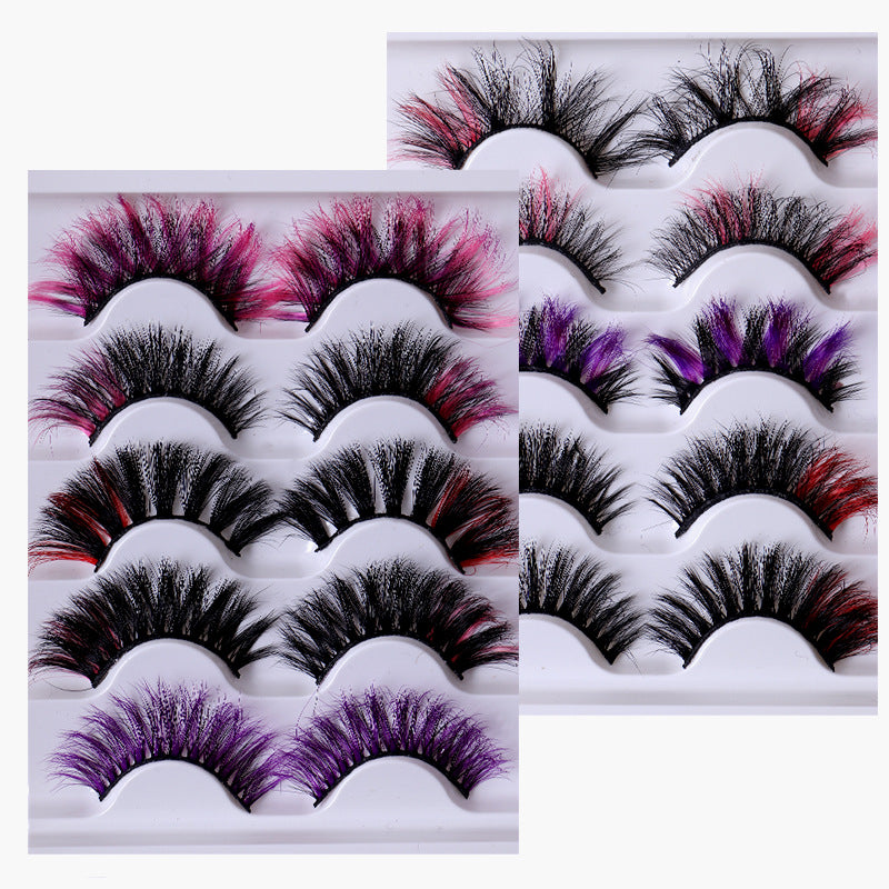 Colorful 8D Fluffy Multi-Layer Mink Eyelashes - 5 Pairs