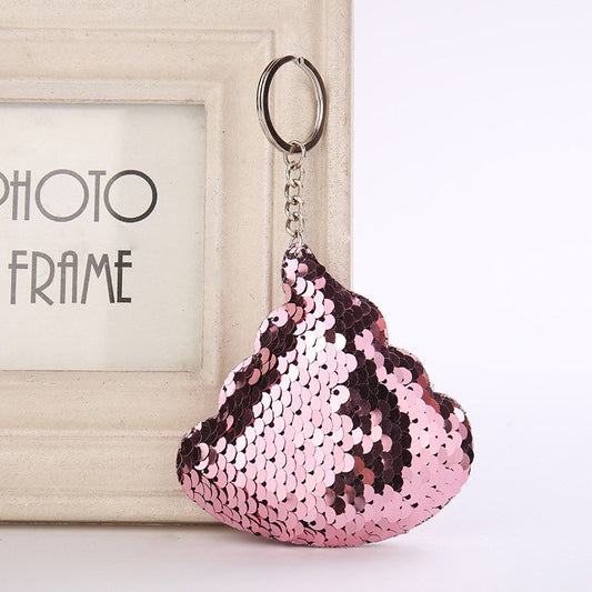 Sequins Poo Shape Cute Keychain