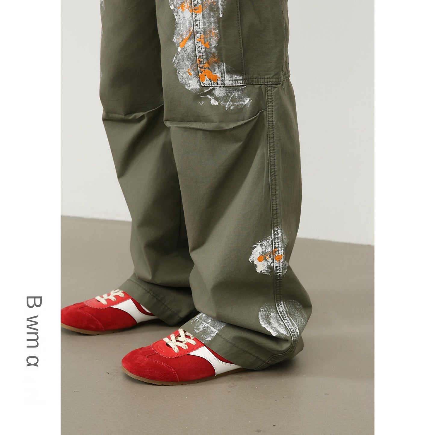 Harajuku Style Distressed Hand-Painted Multi-Pocket Work Pants